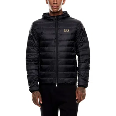 Ea7 Bicolor Polyamide Full-length Jacket In Black