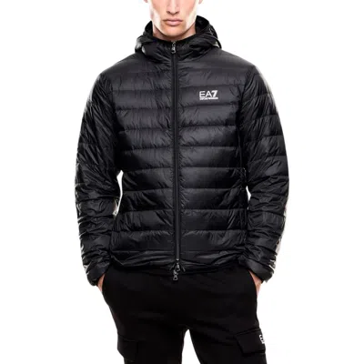Ea7 Bicolor Polyamide Full-length Jacket In Black