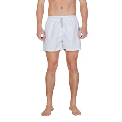 Ea7 Bicolor Polyester Swim Shorts In White