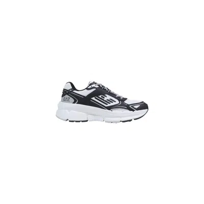 Ea7 Black And White Polyester Athletic Sneakers In Multi