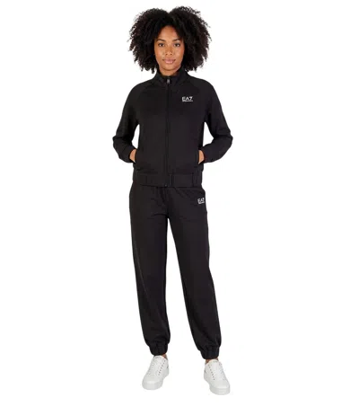 Ea7 Black Cotton Logo Tracksuit