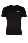 Ea7 Train Logo Stretch Cotton Jersey T-shirt In Black
