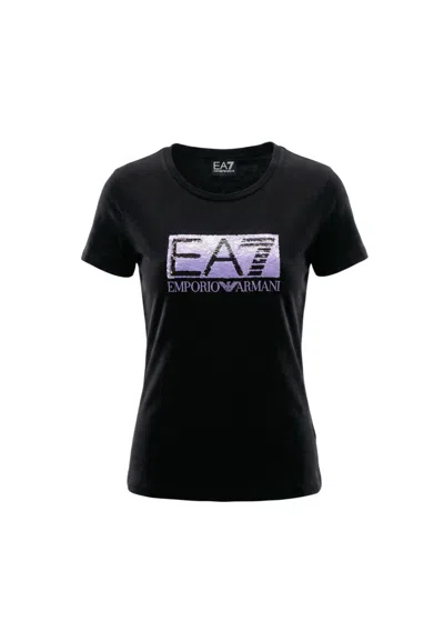 Ea7 Black Graphic Logo Round Neck T-shirt