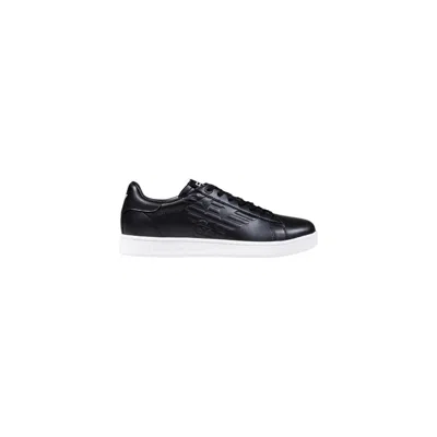 Ea7 Black Leather Sneakers In Multi