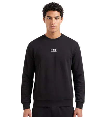 EA7 BLACK LOGO CREW NECK SWEATSHIRT