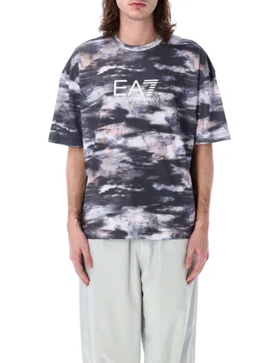 EA7 MEN BLACK LOGO CREWNECK T-SHIRT, L LUXURY T-SHIRTS FOR MEN DARVEYS