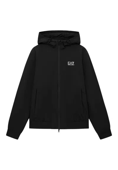 Ea7 Black Logo Hood Jacket