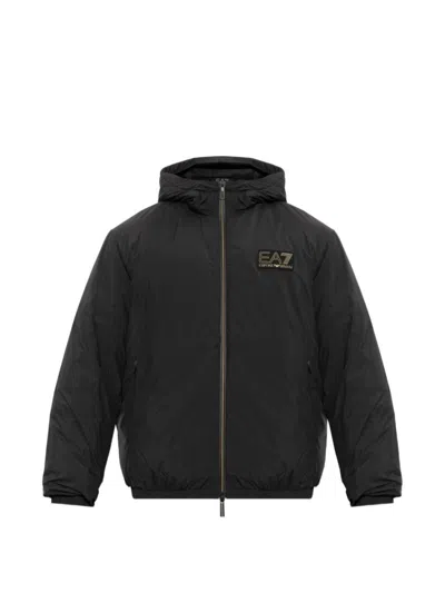 Ea7 Black Logo Hood Jacket
