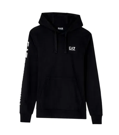 EA7 MEN BLACK LOGO HOODIE, S LUXURY SWEATSHIRTS & HOODIES FOR MEN DARVEYS