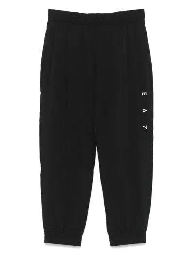 EA7 BLACK LOGO PRINT TRACK PANTS