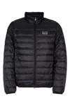 Ea7 Black Logo Puffer Jacket In Black