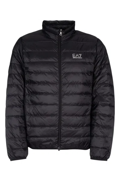 Ea7 Black Logo Puffer Jacket