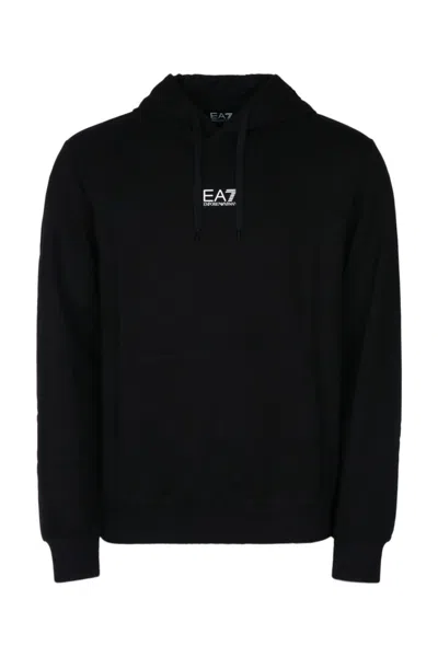 Ea7 Black Logo Regular Hoodie