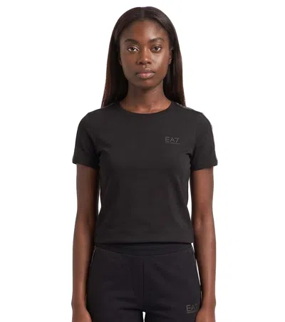 Ea7 Black Logo Round Neck T-shirt
