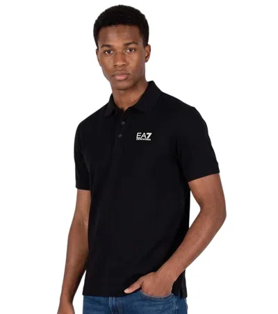 Ea7 Black Logo Shirt Collar Polo