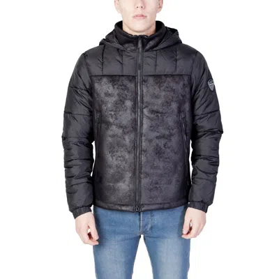 Ea7 Black Polyester Jacket In Blue