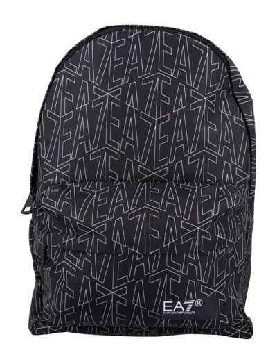 EA7 BLACK PRINTED BACKPACK