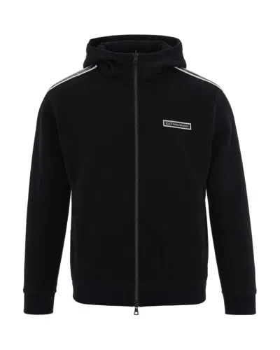 Ea7 Black Regular Logo Hoodie