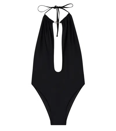 EA7 WOMEN BLACK SOLID SWIMWEAR, S LUXURY SWIMWEAR FOR WOMEN DARVEYS