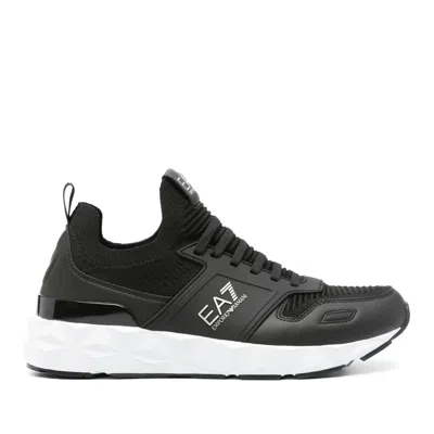 Ea7 Black Sophisticated Textured Sole Sneakers