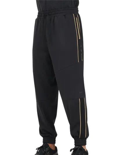 Ea7 Black Vertical Stripes Polyester Tracksuit