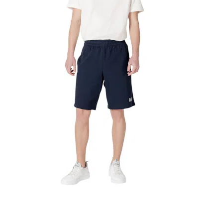 Ea7 Blue Cotton Bermuda Shorts In Black