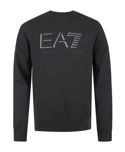 Ea7 Blue Letter Printed Long-sleeved Sweater In Black