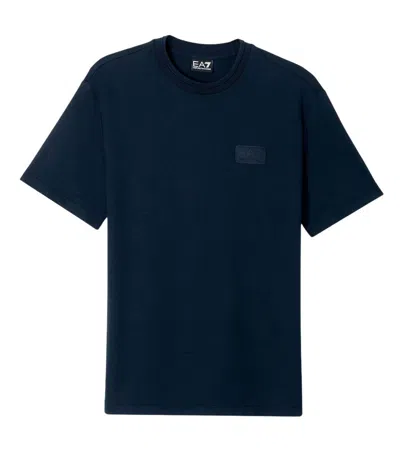 Ea7 Blue Solid Crew Neck T-shirt