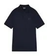 Ea7 Blue Solid Shirt Collar Polo In Black