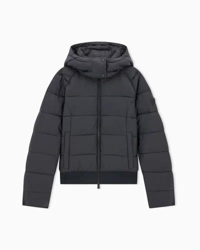 Ea7 Bomber Jacket Regular Fit Padded With Hood In Black