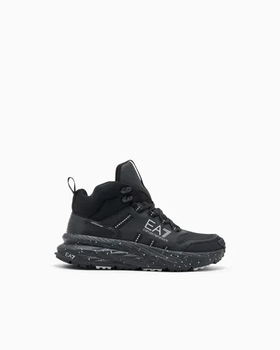 Ea7 Boot Crusher Sonic Waterproof With Rubber Sole In Noir