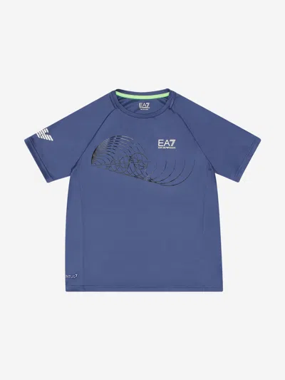 Ea7 Kids' Boys Athletic T-shirt In Blue