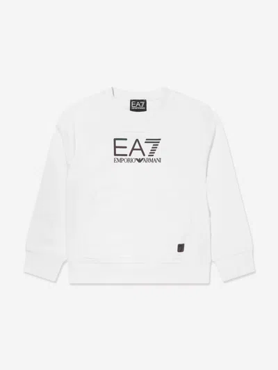 Ea7 Kids' Boys Iridescent Logo Sweatshirt In White