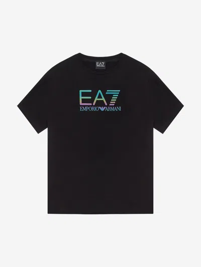 Ea7 Babies' Boys Iridescent Logo T-shirt In Black