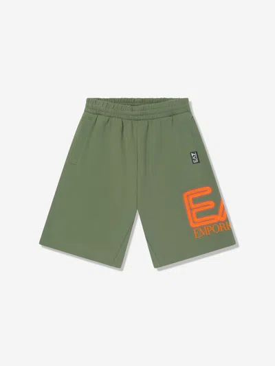 Ea7 Kids' Boys Large Logo Shorts In Green