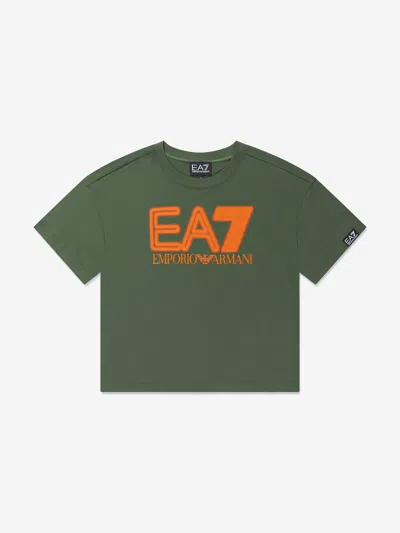 Ea7 Kids' Boys Large Logo T-shirt In Green
