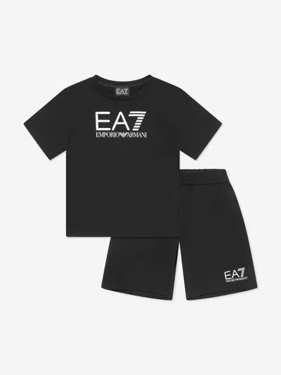 Ea7 Kids' Boys Logo Short Set In Black