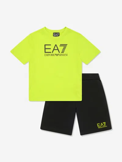 Ea7 Kids' Boys Logo Short Set In Green