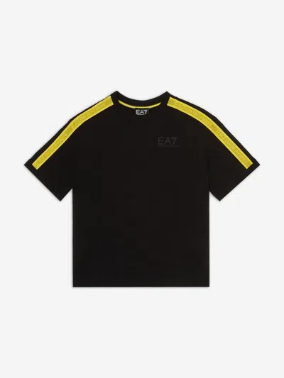 Ea7 Kids' Boys Logo Tape T-shirt In Black