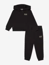Ea7 Boys Logo Tracksuit In Black