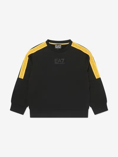 Ea7 Kids' Boys Tape Logo Sweatshirt In Black