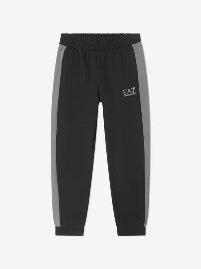 Ea7 Kids' Boys Train Athletic Colourblock Joggers In Black