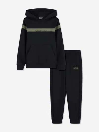 Ea7 Kids' Boys Train Extended Logo Tracksuit In Yellow