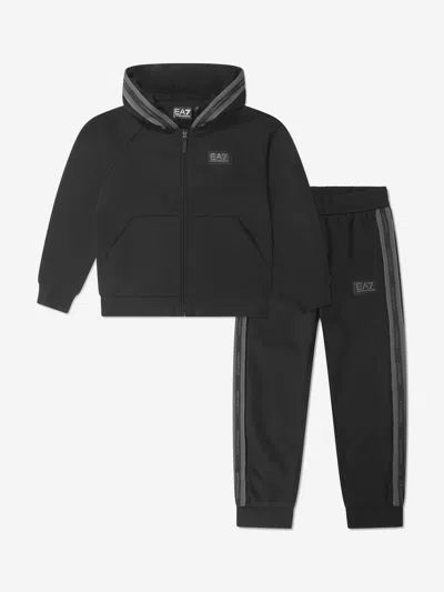 Ea7 Kids' Boys Train Logo Tape Tracksuit In Gray