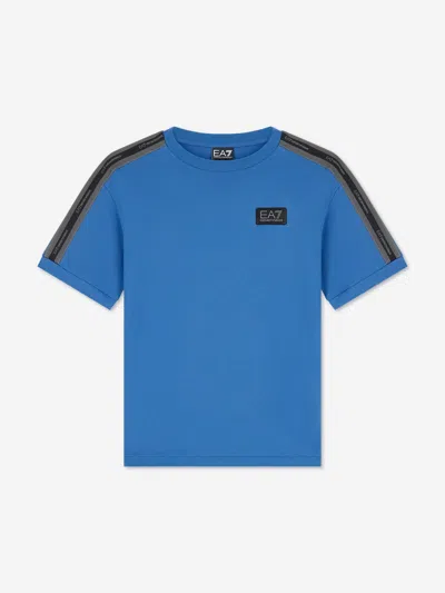 Ea7 Kids' Boys Train Logo Tape T-shirt In Blue