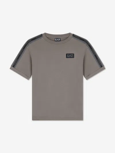 Ea7 Kids' Boys Train Logo Tape T-shirt In Gray