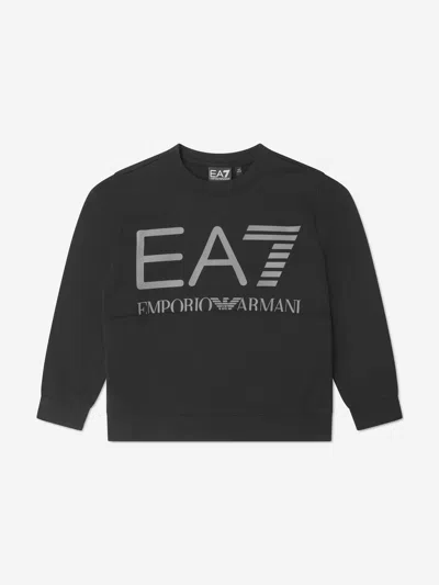 Ea7 Kids' Boys Train Oversize Logo Sweatshirt In Black