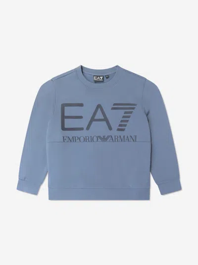 Ea7 Kids' Boys Train Oversize Logo Sweatshirt In Blue