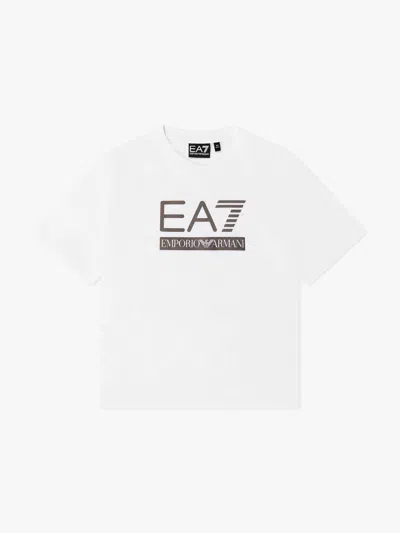 Ea7 Kids' Boys Train Visibility T-shirt In White