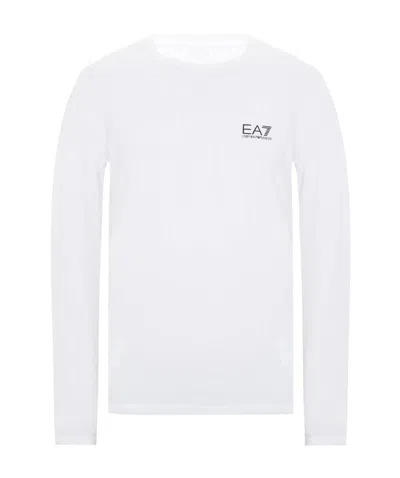 Ea7 Branded Sweatshirt In White